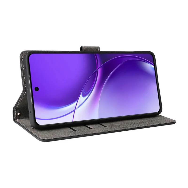 For Realme P4 Power 5G Case Wallet RFID Blocking PU Leather Phone Cover Stand with Strap - Black