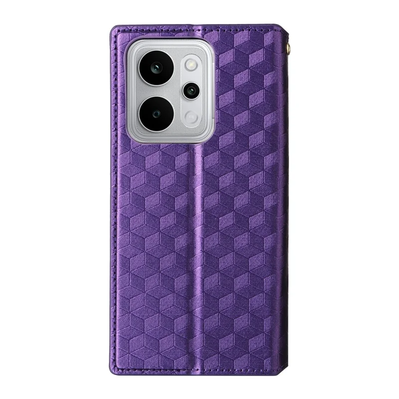 For Realme P4 Power 5G Case Wallet Rhombus Imprinted PU Leather Phone Cover - Purple
