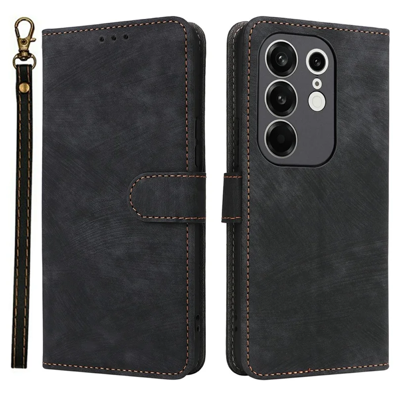 For TECNO Camon 50 Pro 4G Case Wallet RFID Blocking PU Leather Phone Cover Stand with Strap - Black