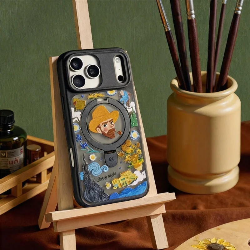 CASEKOO for iPhone 18 Pro / 17 Pro Magnetic Case Constellation Pattern Ring Kickstand Shockproof PC + TPU Phone Cover - Artist