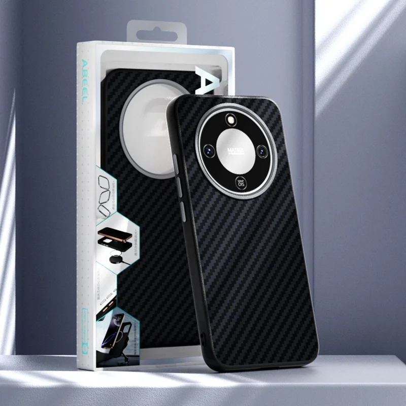 ABEEL Magnetic Case For Honor Magic8 Lite 5G  /  X9d 5G  /  X70 5G Carbon Fiber Texture Phone Back Cover - Black