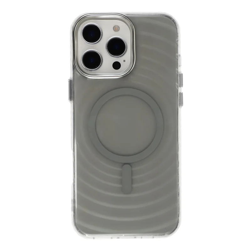 For iPhone 16 Pro Max Magnetic Case Ripple Pattern Clear Acrylic PC Protective Cover Compatible with MagSafe - Grey