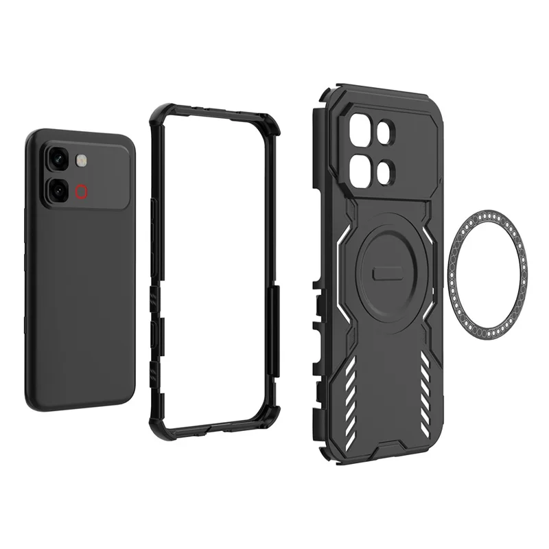 Für Infinix Note Edge 5G Magnetische Hülle Butterfly Armor, Hohlkühlung, PC + TPU Handy-Schutzhülle - Schwarz