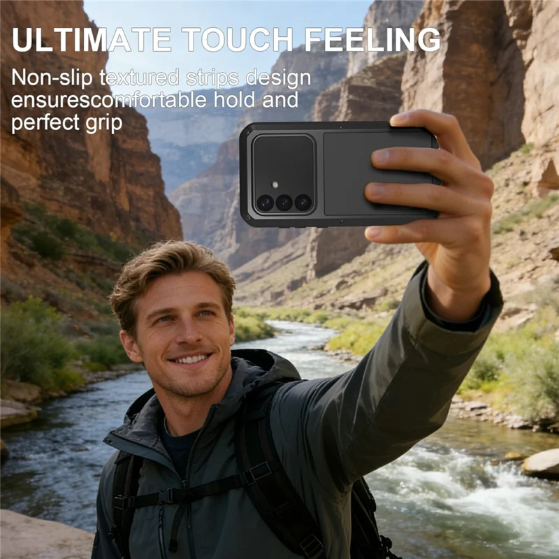 LOVE MEI For Samsung Galaxy S26+ Case Metal + Silicone Full Body Phone Cover with Tempered Glass Film - Black - 4