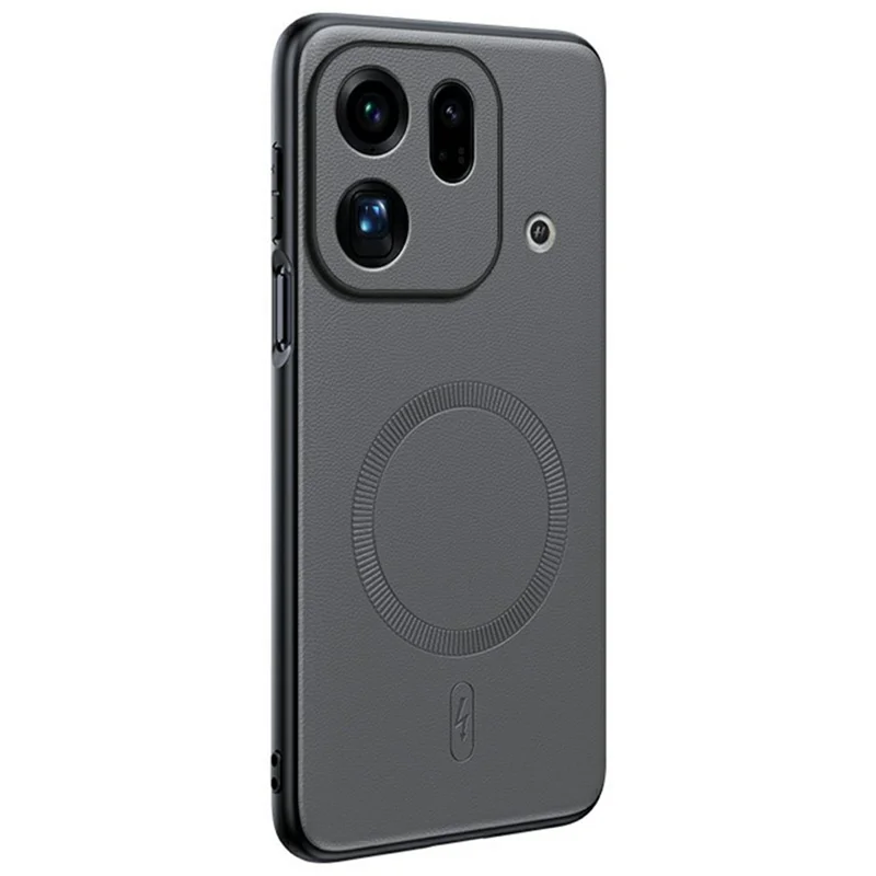 For Oppo Find X9S Pro 5G Magnetic Case Leather Coated TPU + PC Phone Cover - Grey