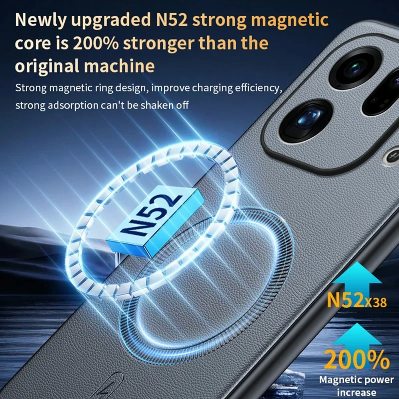 For Oppo Find X9S Pro 5G Magnetic Case Leather Coated TPU + PC Phone Cover - Grey