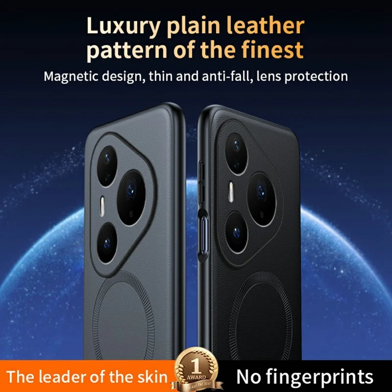 For Huawei Pura 90 Pro Magnetic Case Leather Coated TPU + PC Phone Cover - Grey