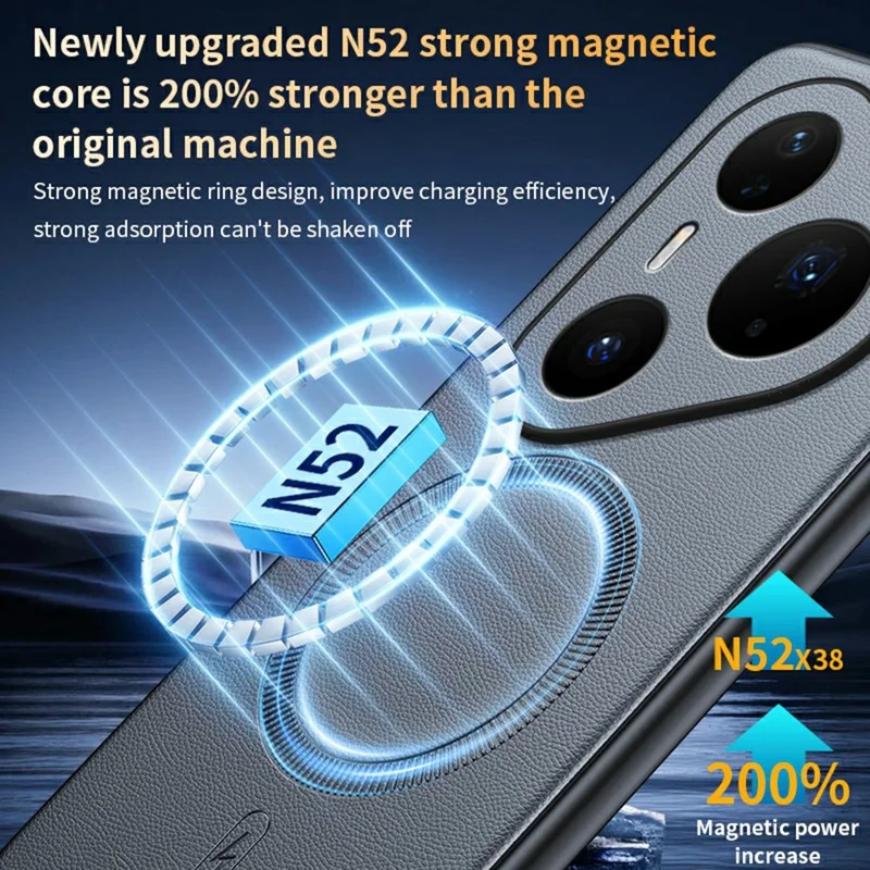 For Huawei Pura 90 Pro Magnetic Case Leather Coated TPU + PC Phone Cover - Grey