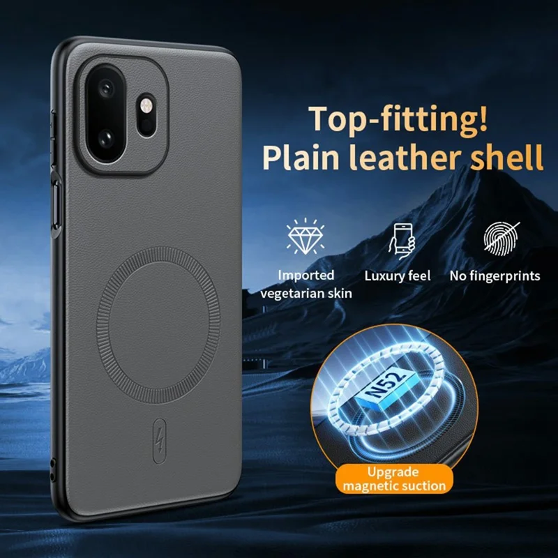 Voor OnePlus 15T 5G Magnetische Hoes Leren Gecoate TPU + PC Telefoonhoes - Grijs