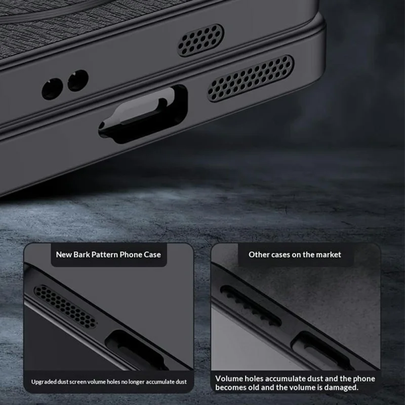 For Huawei Enjoy 90 Pro Max Case Wood Texture PU Leather Coated PC TPU Phone Cover - Black