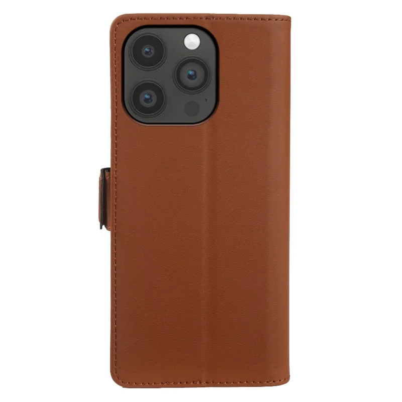 Funda tipo cartera de cuero para iPhone 14 Pro con soporte y cubierta táctil de TPU + PU - Marrón