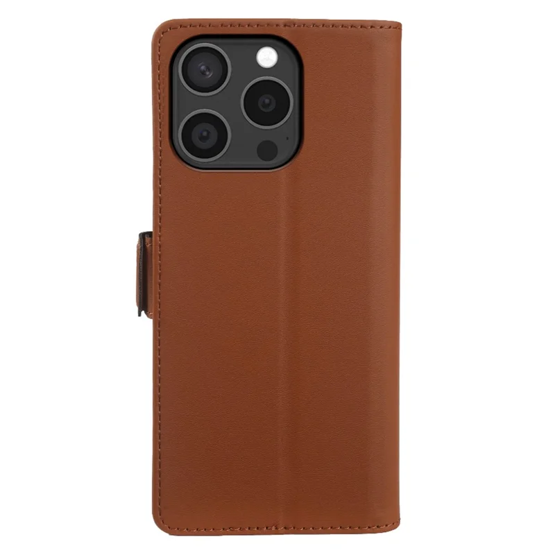 For iPhone 15 Pro Leather Case Wallet Stand TPU + PU Skin-touch Cover - Brown