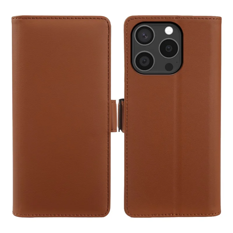 For iPhone 15 Pro Leather Case Wallet Stand TPU + PU Skin-touch Cover - Brown