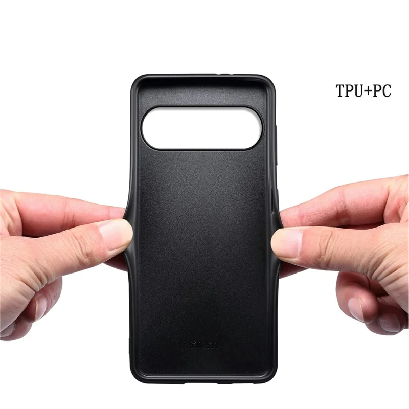 DENIOR A08+1 til Google Pixel 10 Pro XL Magnetisk Taske Kalvlæderstruktur + PC + TPU Telefonbeskyttelse - Orange