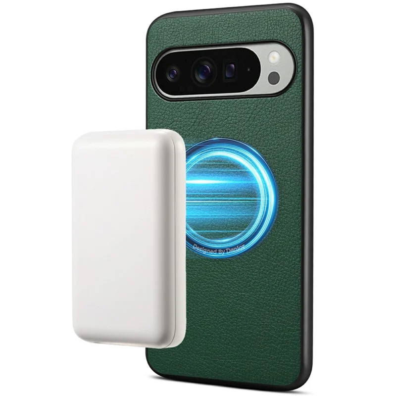 DENIOR A08+1 Для Google Pixel 10 Pro XL Магнитный Чехол Текстура Шкуры Теленка Кожа + PC + TPU Чехол для Телефона - Зеленый