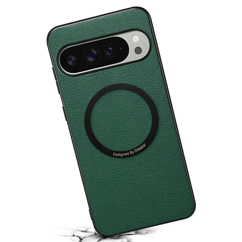 DENIOR A08+1 Для Google Pixel 10 Pro XL Магнитный Чехол Текстура Шкуры Теленка Кожа + PC + TPU Чехол для Телефона - Зеленый