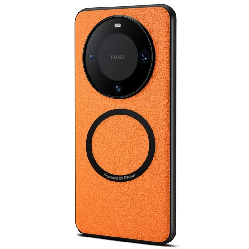 DENIOR A08+1 til Huawei Mate 60 Pro+ / Mate 60 Pro Magnetisk Taske Kalvstruktur Læder + PC + TPU Telefonbeskyttelse - Orange