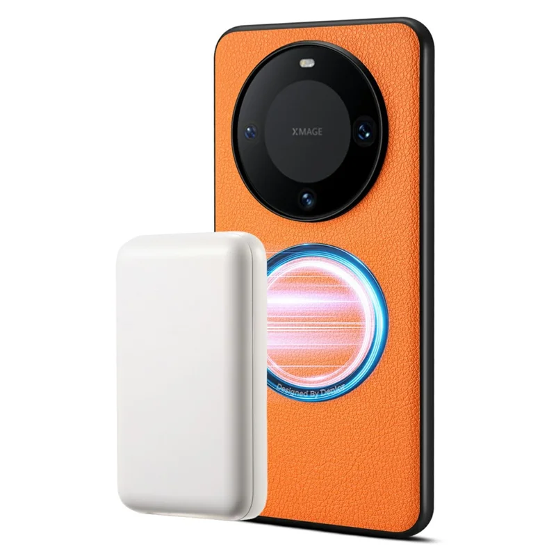 DENIOR A08+1 til Huawei Mate 60 Pro+ / Mate 60 Pro Magnetisk Taske Kalvstruktur Læder + PC + TPU Telefonbeskyttelse - Orange
