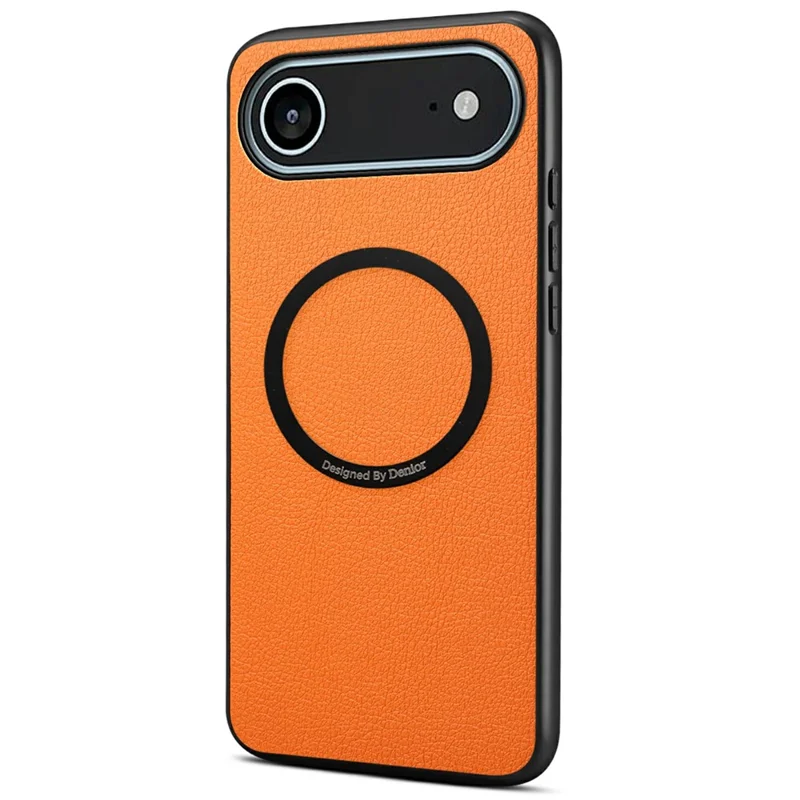 DENIOR A08+1 För iPhone Air Magnetisk Skal Kalvstruktur Läder + PC + TPU Mobilskal - Orange