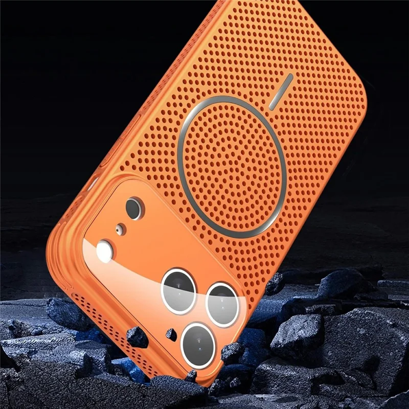 For iPhone 17 Pro Max Case Heat Dissipation PC + Aluminium Alloy Cooling Phone Cover with Lens Protector - Orange