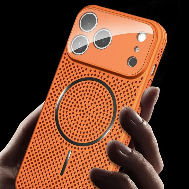 For iPhone 17 Pro Case Heat Dissipation PC + Aluminium Alloy Cooling Phone Cover with Lens Protector - Orange