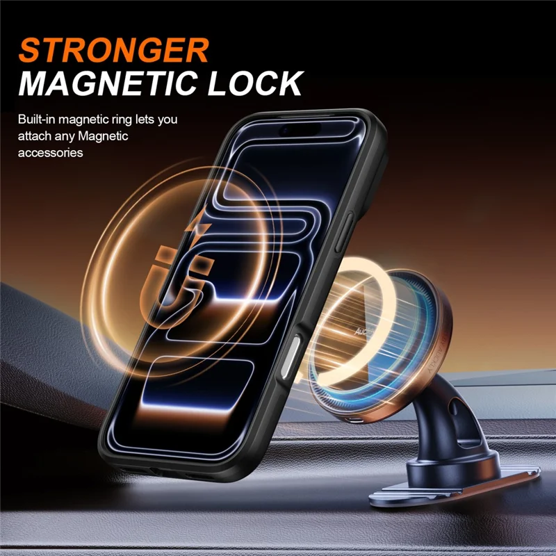 Capa Híbrida para iPhone 17 Pro com Anel Magnético, Suporte Basculante e Cobertura Deslizante para Câmara - Preto