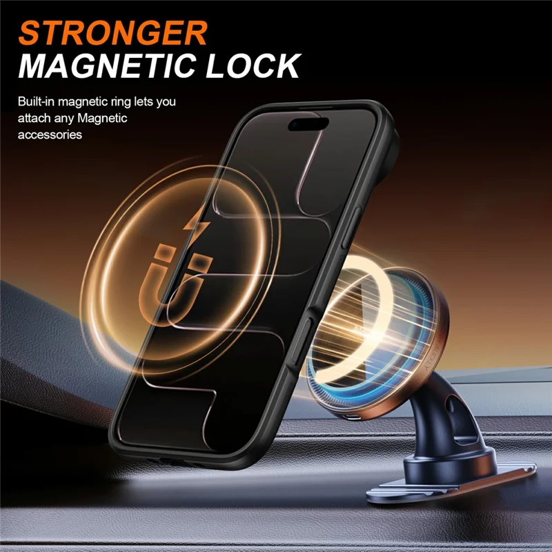 Magnetisk skalkrängelställ för iPhone Air med glidande kameraskydd, TPU PC hybridhölje - Svart