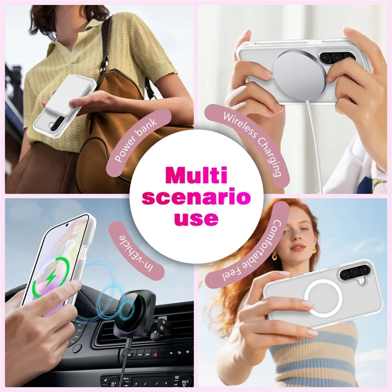 For Samsung Galaxy S26 Magnetic Case Skin Touch TPU + PC 2.0mm Thickness Anti-drop Phone Cover - White