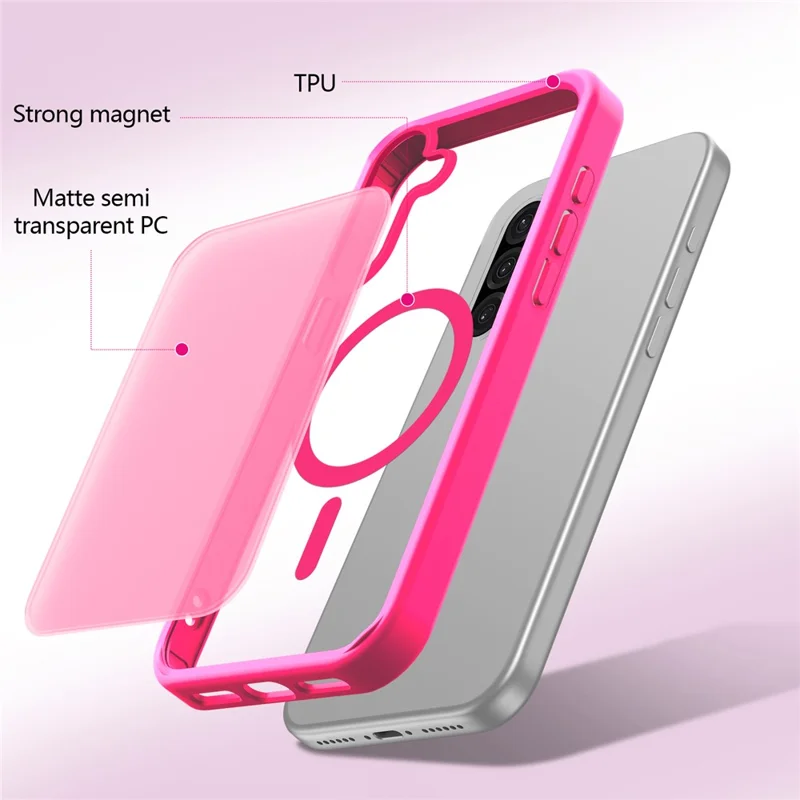 For Samsung Galaxy S26+ Magnetic Case Skin Touch TPU + PC 2.0mm Thickness Anti-drop Phone Cover - Rose