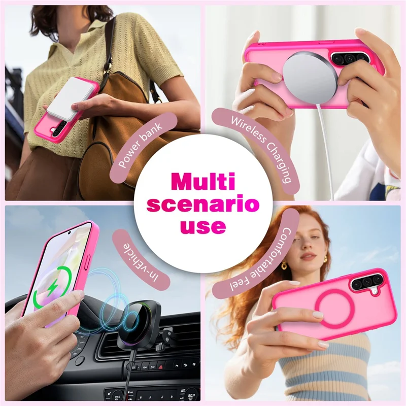 For Samsung Galaxy S26+ Magnetic Case Skin Touch TPU + PC 2.0mm Thickness Anti-drop Phone Cover - Rose