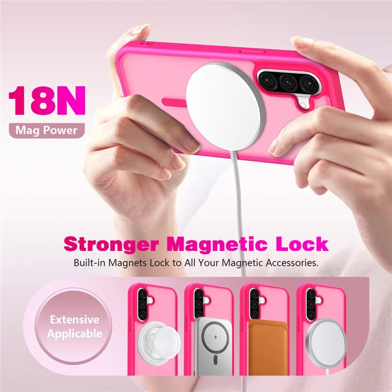 For Samsung Galaxy S26+ Magnetic Case Skin Touch TPU + PC 2.0mm Thickness Anti-drop Phone Cover - Rose