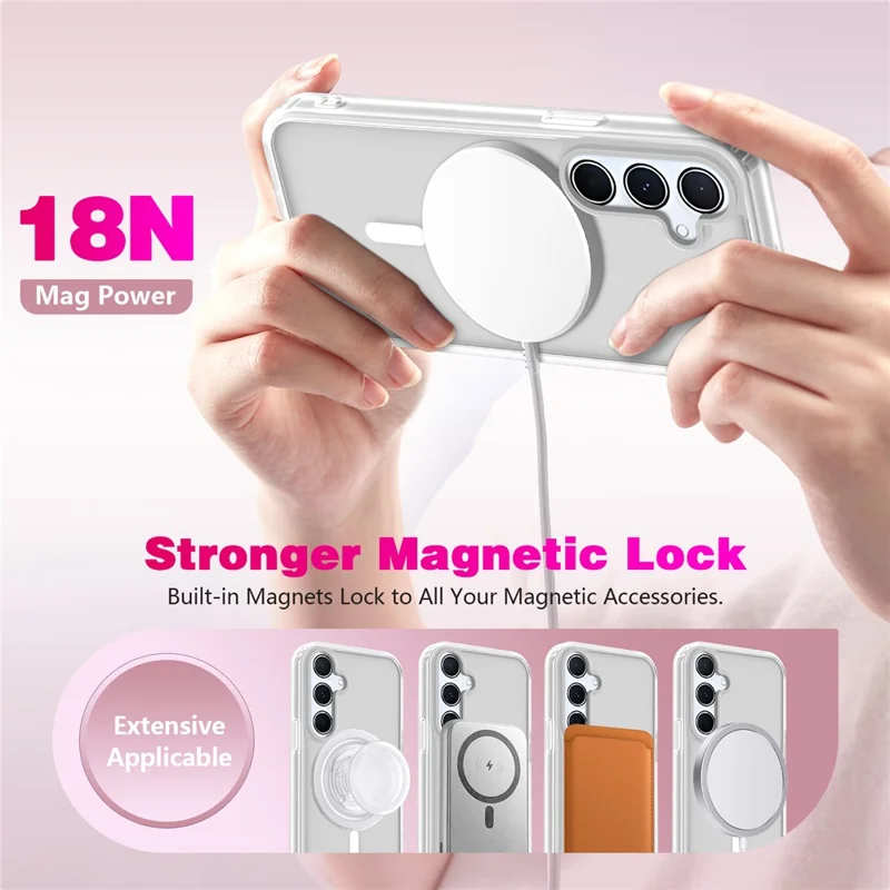 For Samsung Galaxy S24 FE Magnetic Case Skin Touch TPU + PC 2.0mm Thickness Anti-drop Phone Cover - White