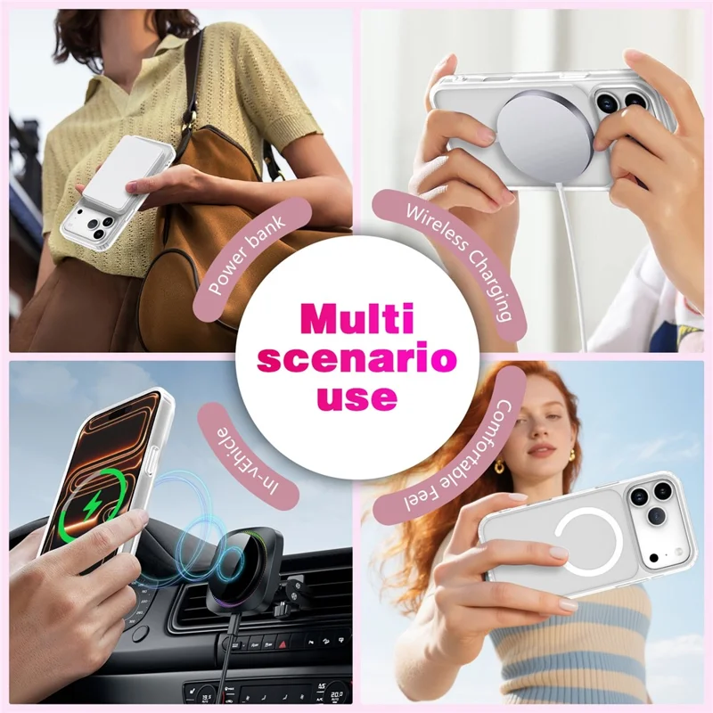 For iPhone 17 Pro Max Magnetic Case Skin Touch TPU + PC 2.0mm Thickness Anti-drop Phone Cover - White