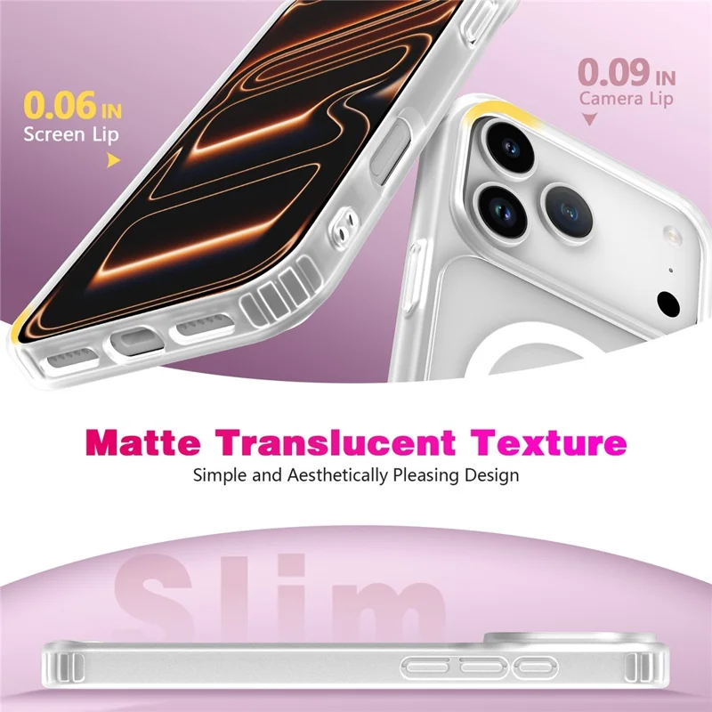 For iPhone 17 Pro Magnetic Case Skin Touch TPU + PC 2.0mm Thickness Anti-drop Phone Cover - White