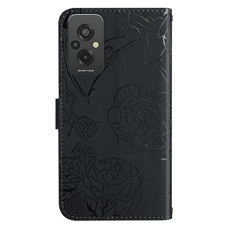 Pour Xiaomi Redmi 11 Prime 4G HT03 Fleurs de Papillon Sans Empreintes Sans Empreinte de Téléphone Imprimé de Papillon Imprimé. - le Noir