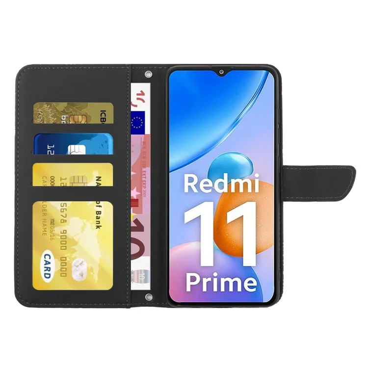 Pour Xiaomi Redmi 11 Prime 4G HT03 Fleurs de Papillon Sans Empreintes Sans Empreinte de Téléphone Imprimé de Papillon Imprimé. - le Noir