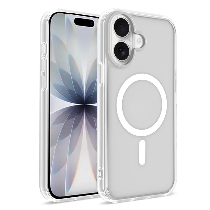 For iPhone 17 Magnetic Case Skin Touch TPU + PC 2.0mm Thickness Anti-drop Phone Cover - White