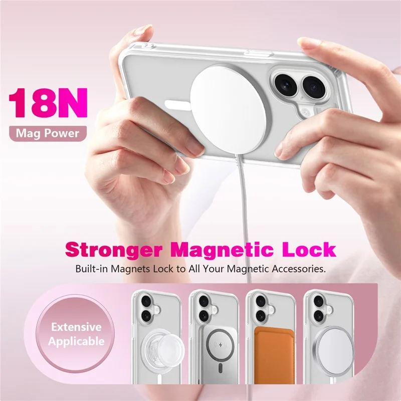 For iPhone 17 Magnetic Case Skin Touch TPU + PC 2.0mm Thickness Anti-drop Phone Cover - White