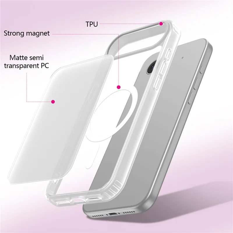 For iPhone Air Magnetic Case Skin Touch TPU + PC 2.0mm Thickness Anti-drop Phone Cover - White
