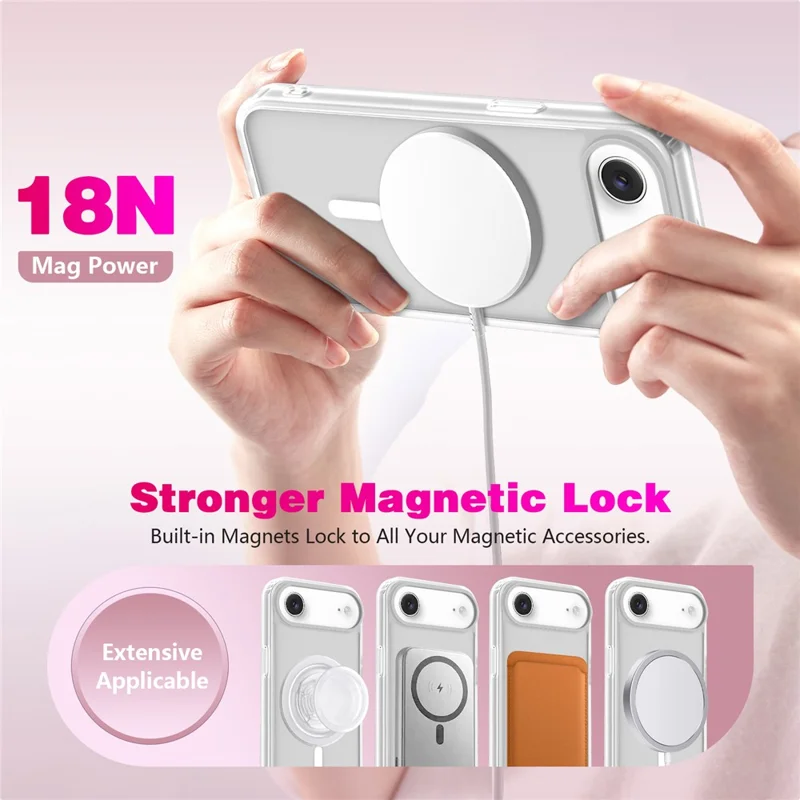 For iPhone Air Magnetic Case Skin Touch TPU + PC 2.0mm Thickness Anti-drop Phone Cover - White