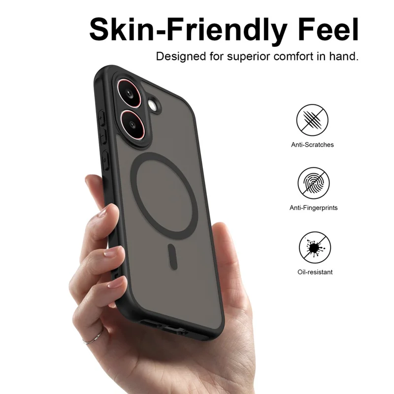 For Xiaomi Poco X8 Pro 5G Magnetic Case Anti Drop PC + TPU Phone Cover - Black