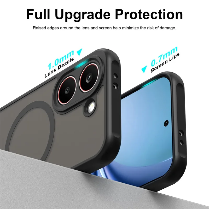 For Xiaomi Poco X8 Pro 5G Magnetic Case Anti Drop PC + TPU Phone Cover - Black
