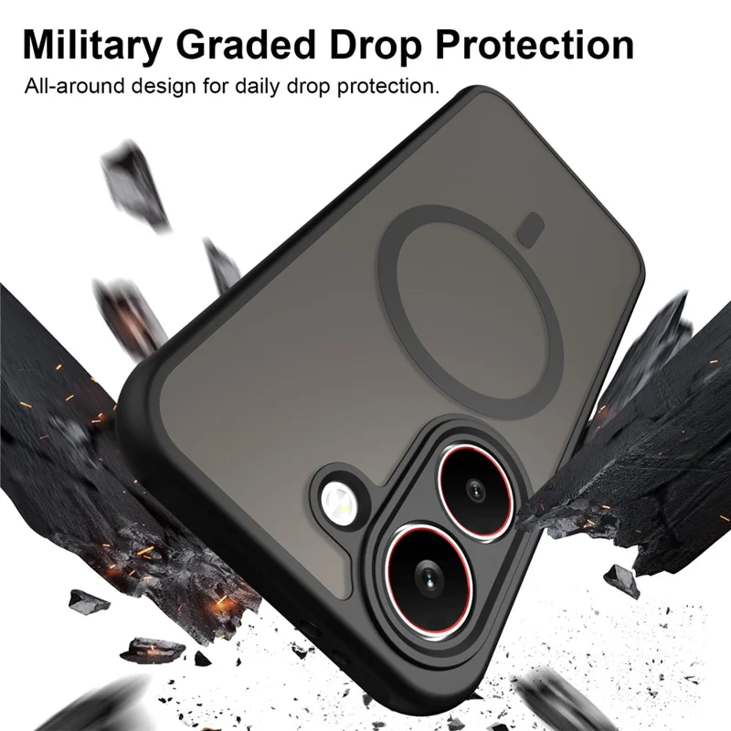 For Xiaomi Poco X8 Pro 5G Magnetic Case Anti Drop PC + TPU Phone Cover - Black