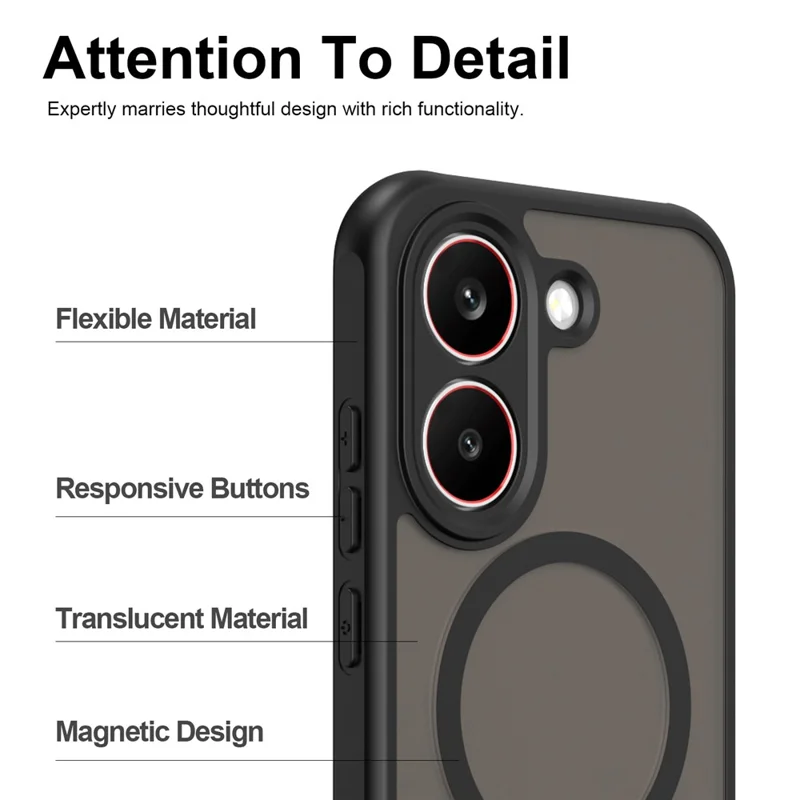 For Xiaomi Poco X8 Pro 5G Magnetic Case Anti Drop PC + TPU Phone Cover - Black