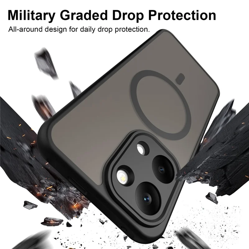 For Xiaomi Poco X8 Pro Max 5G Magnetic Case Anti Drop PC + TPU Phone Cover - Black