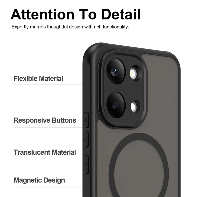 For Xiaomi Poco X8 Pro Max 5G Magnetic Case Anti Drop PC + TPU Phone Cover - Black