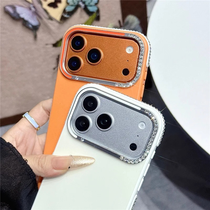 For iPhone 17 Pro Case Glitter Diamond Edge TPU Acrylic Anti-fingerprint Matte Shockproof Cover - Orange
