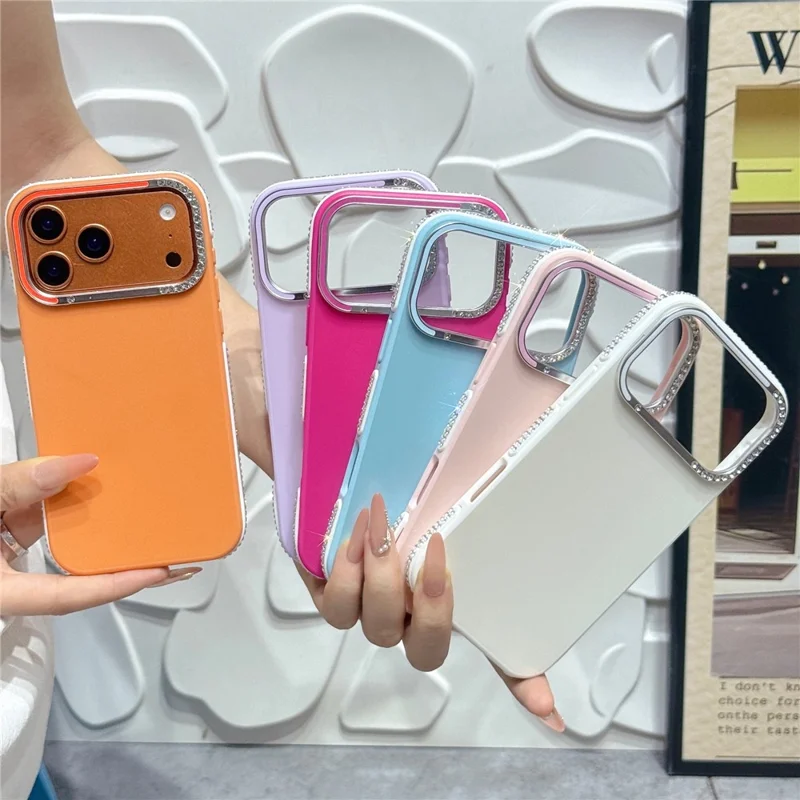 For iPhone 17 Pro Case Glitter Diamond Edge TPU Acrylic Anti-fingerprint Matte Shockproof Cover - Orange