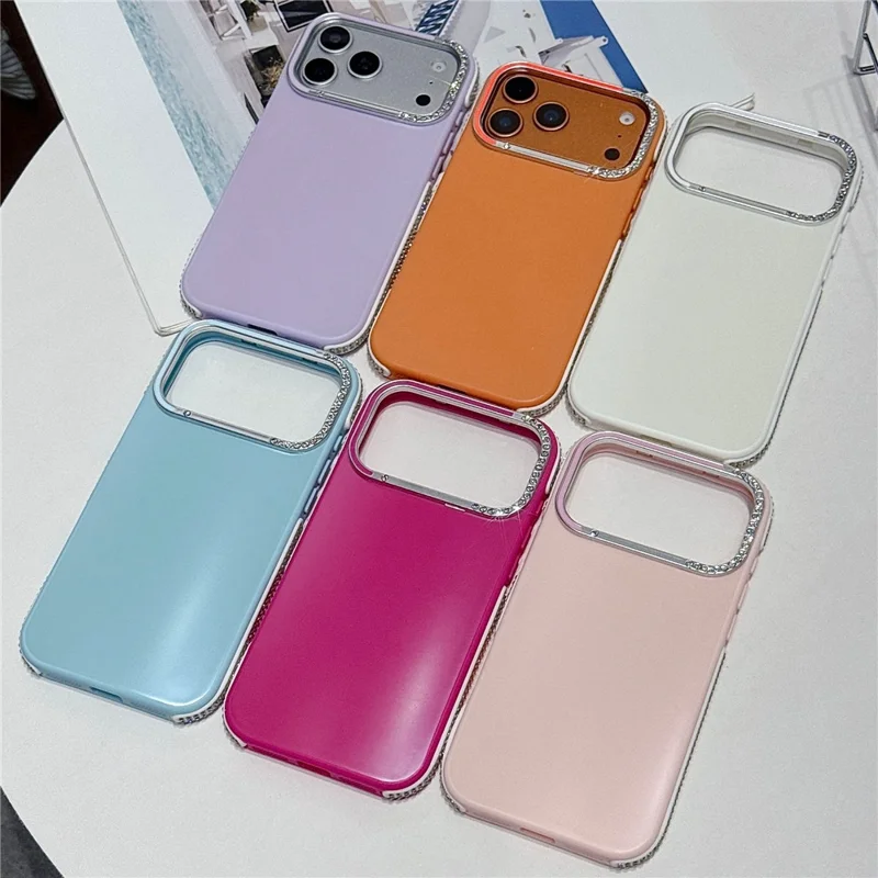 For iPhone 17 Pro Case Glitter Diamond Edge TPU Acrylic Anti-fingerprint Matte Shockproof Cover - Orange