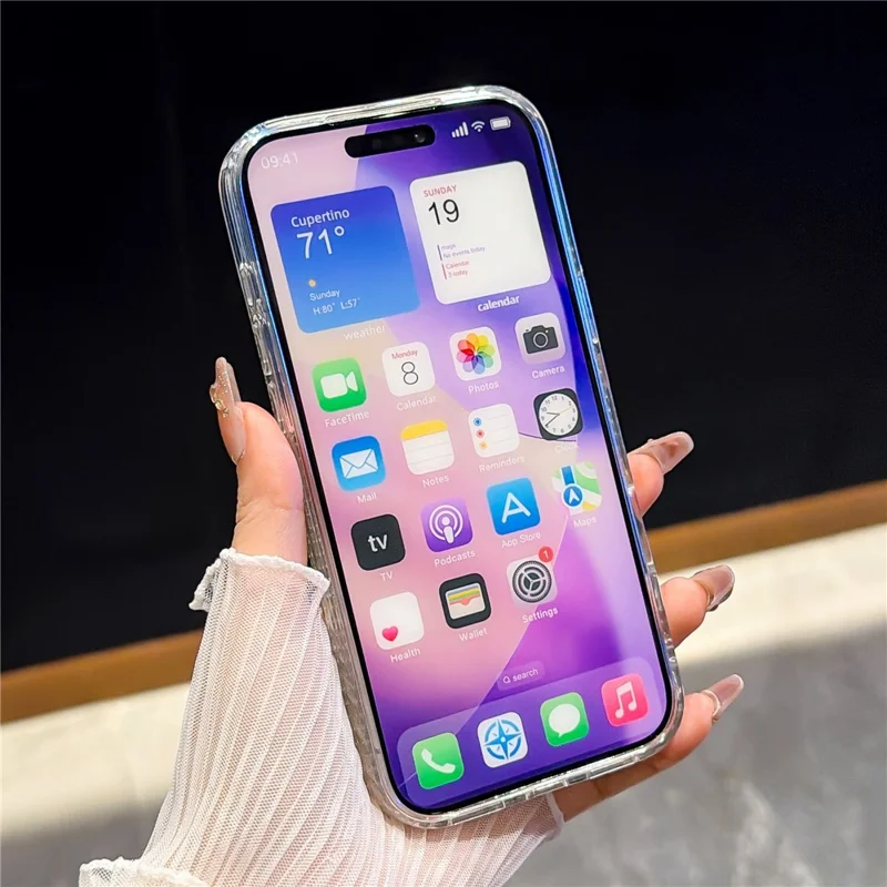 For iPhone 17 Pro Max Case Rhinestone Aurora Butterfly Bow Glitter TPU + PC IMD Phone Cover - Glitter Light Green